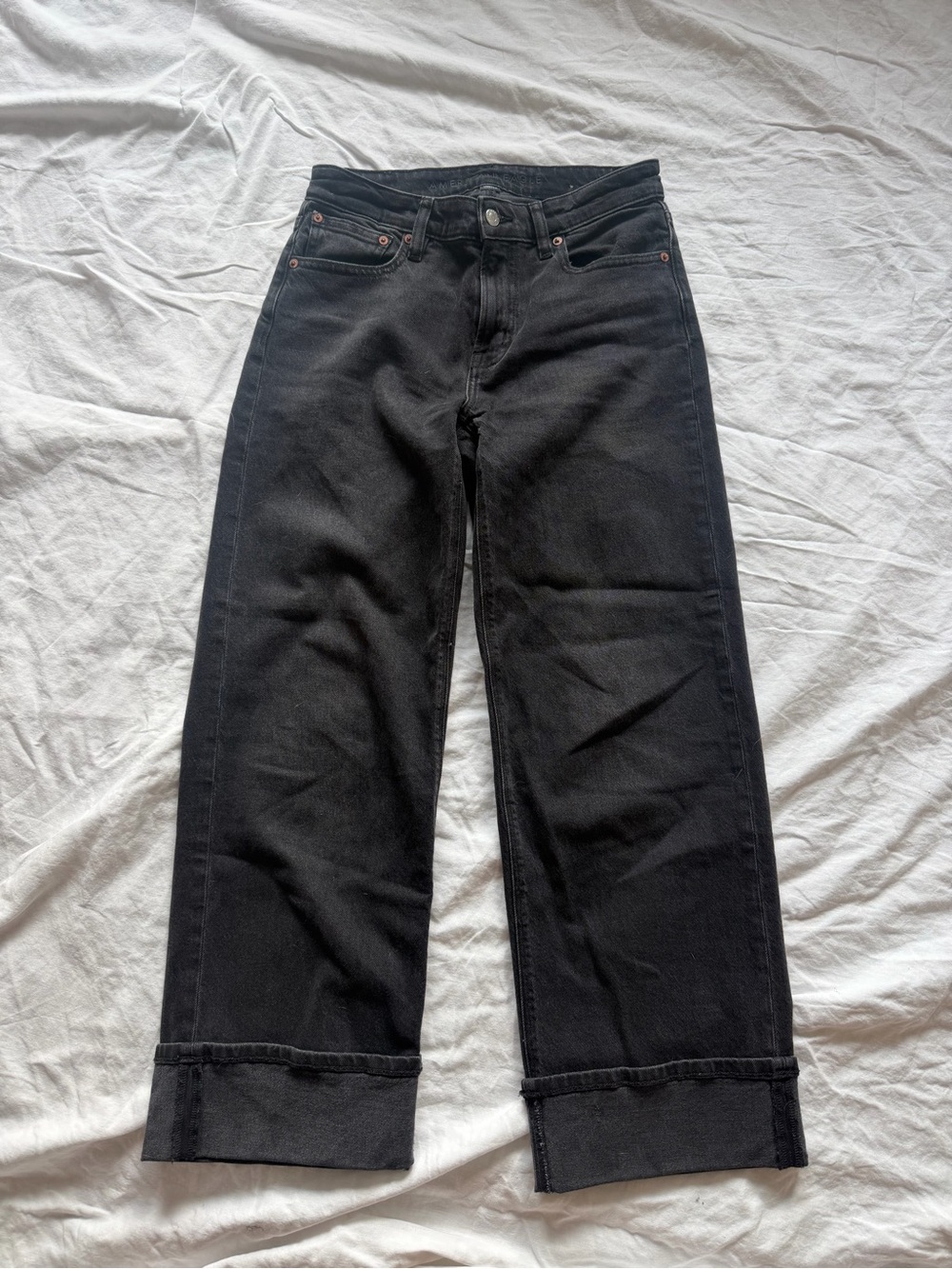 American Eagle Mis Rise Black Wide Leg Jeans